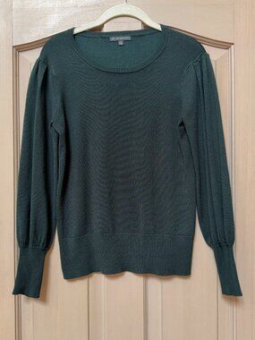 Adrianna Papell Green Puff Sleeve Sweater S | Balloon Sleeve Knit